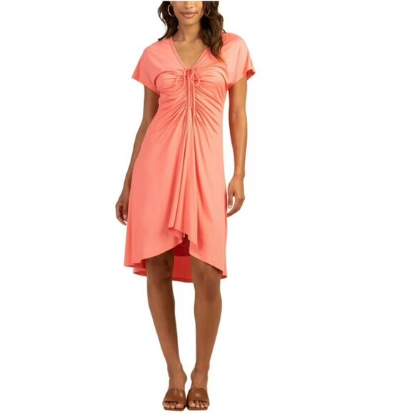 NWOT Trina Turk Ruched Tie Front Dress in Pink Dawn Size S - Picture 1 of 10